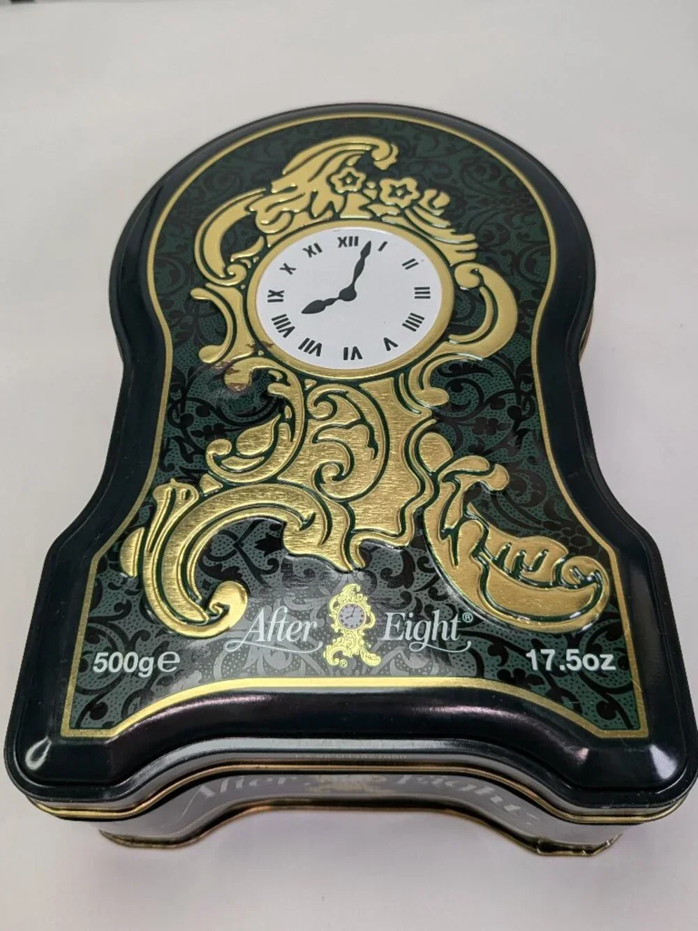 Vintage After Eight Chocolate Metal Tin Grandfather Clock Collectible Storage